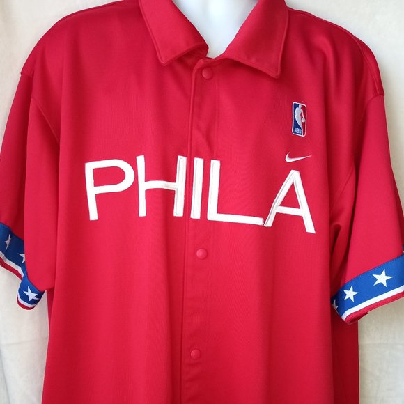 nike Other - Nike Philadelphia 76ers NBA Basketball Warm Up Button Short Sleeve Top (XXL)